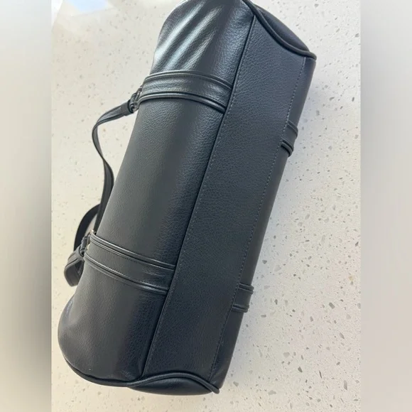 1960s Extra Large Black Snap Closure Shoulder Bag - Picture 4 of 13